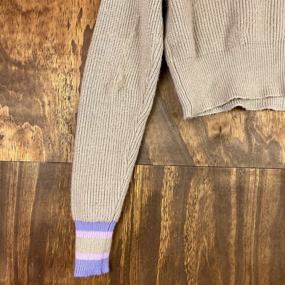 Hazel Moon Womens Sweater Brown Ribbed Cropped Long Sleeve Medium - Picture 3 of 13